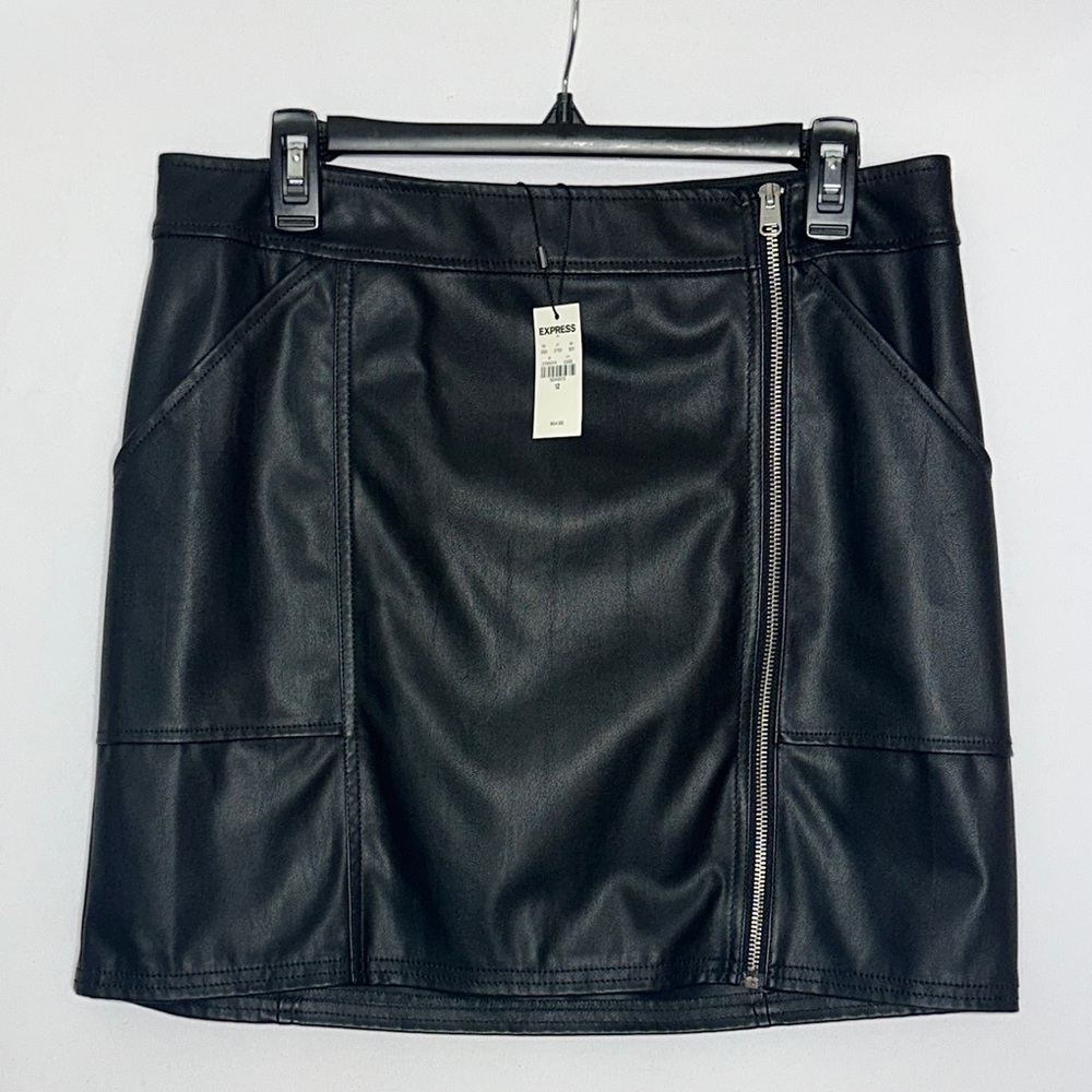 Express Black Faux Leather Skirt